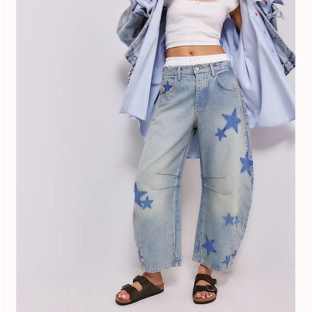 Free People We The Free Good Luck Shadow Patch Jeans